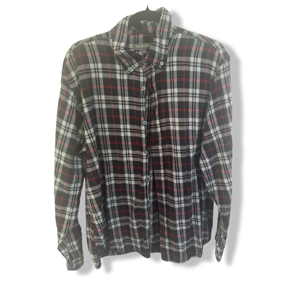 Slate & Stone Plaid Button-Down Shirt in Black, White